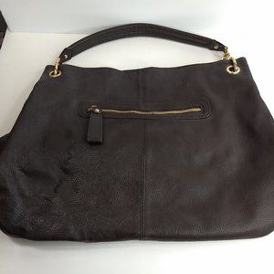 Cuore & Pelle Sophia Hobo Brown Pebble Leather Shoulder Bag Purse Gold Tone